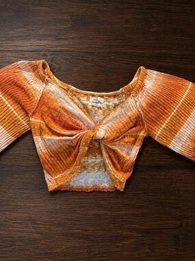 Urban Outfitters, Gold/Orange, Twist Front, Crop Top